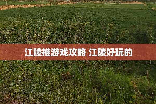 江陵推游戏攻略 江陵好玩的