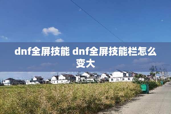 dnf全屏技能 dnf全屏技能栏怎么变大