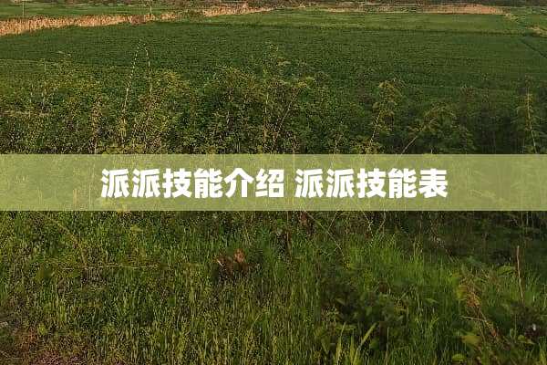 派派技能介绍 派派技能表