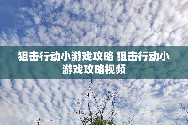 **行动小游戏攻略**行动小游戏攻略视频