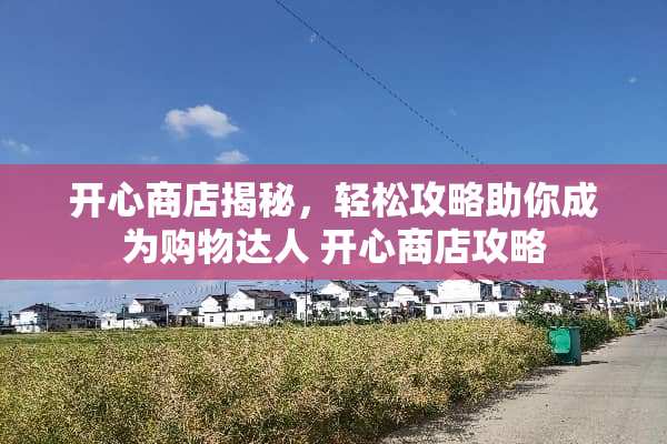 开心商店揭秘，轻松攻略助你成为购物达人 开心商店攻略