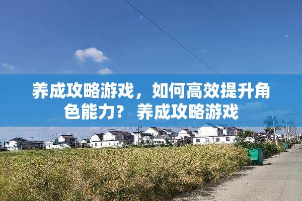 养成攻略游戏，如何高效提升角色能力？ 养成攻略游戏
