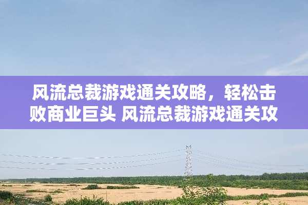 **总裁游戏通关攻略，轻松击败商业巨头**总裁游戏通关攻略