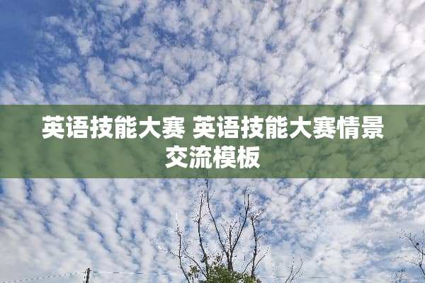 英语技能大赛 英语技能大赛情景交流模板