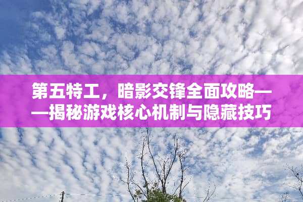 第五特工，暗影交锋全面攻略——揭秘游戏核心机制与隐藏技巧 第五特工游戏攻略