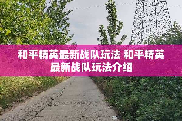和平精英最新战队玩法 和平精英最新战队玩法介绍
