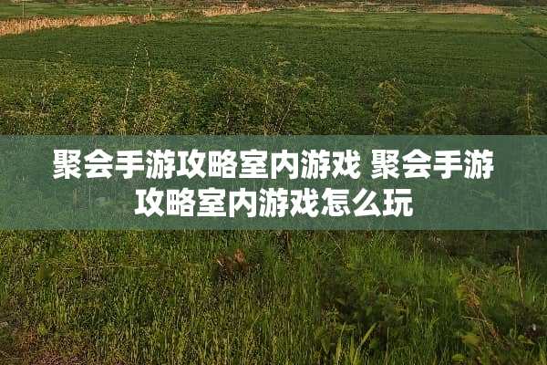 聚会手游攻略室内游戏 聚会手游攻略室内游戏怎么玩