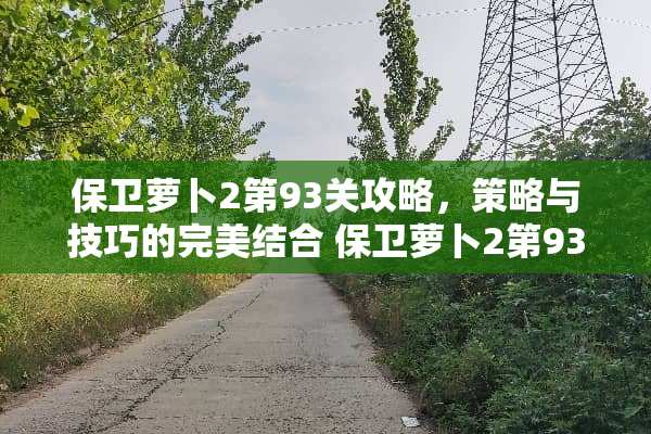 保卫萝卜2第93关攻略，策略与技巧的完美结合 保卫萝卜2第93关攻略