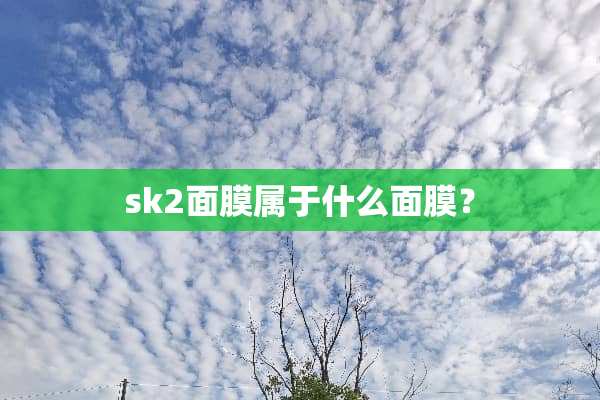 sk2面膜属于什么面膜？