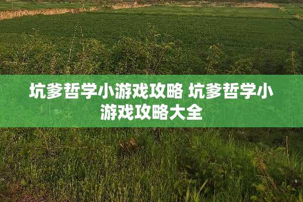 坑爹哲学小游戏攻略 坑爹哲学小游戏攻略大全