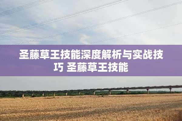 圣藤草王技能深度解析与实战技巧 圣藤草王技能