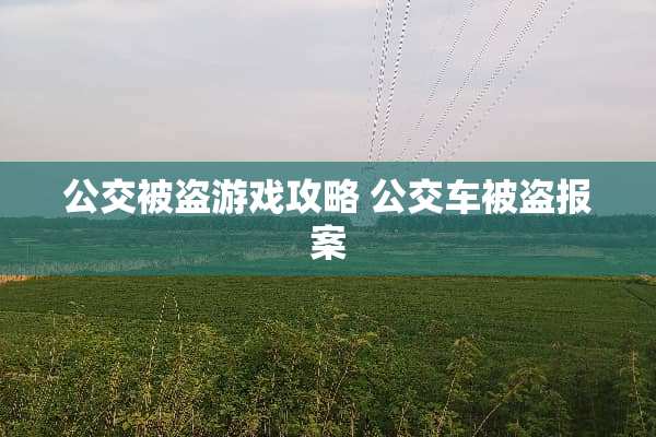 公交被盗游戏攻略 公交车被盗报案