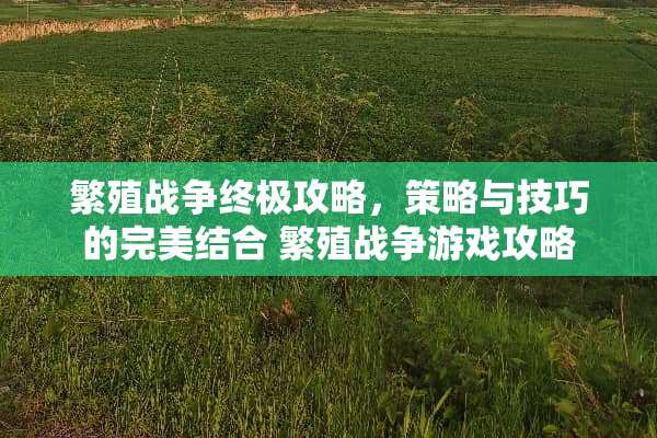 繁殖战争终极攻略，策略与技巧的完美结合 繁殖战争游戏攻略