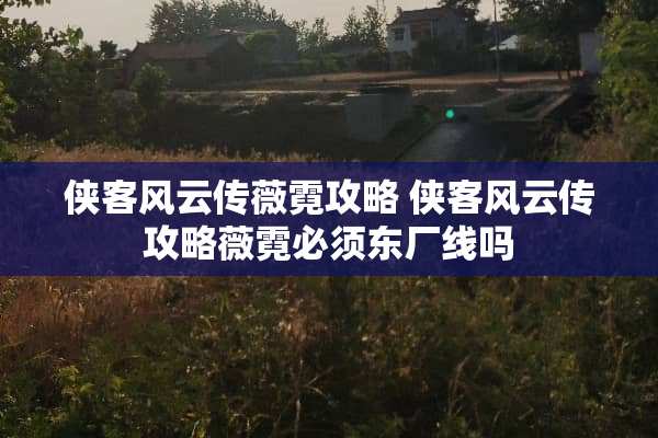 侠客风云传薇霓攻略 侠客风云传攻略薇霓必须东厂线吗