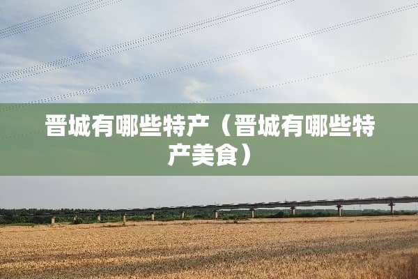 晋城有哪些特产（晋城有哪些特产美食）