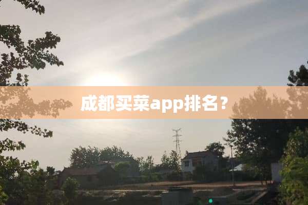 成都买菜app排名？