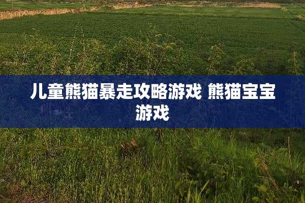 儿童熊猫暴走攻略游戏 熊猫宝宝游戏