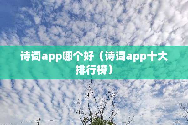 诗词app哪个好（诗词app十大排行榜）