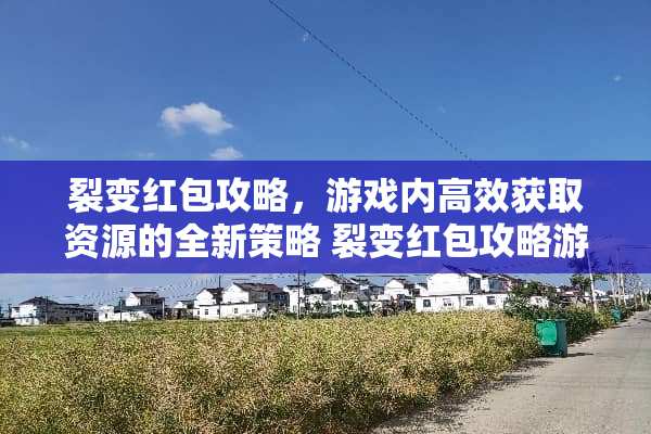 裂变红包攻略，游戏内高效获取资源的全新策略 裂变红包攻略游戏