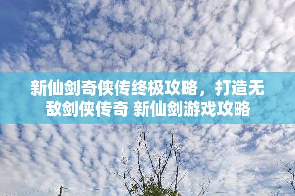 新仙剑奇侠传终极攻略，打造无敌剑侠传奇 新仙剑游戏攻略