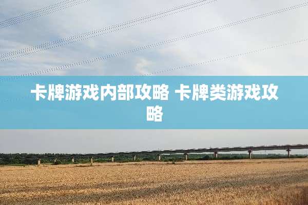 卡牌游戏内部攻略 卡牌类游戏攻略