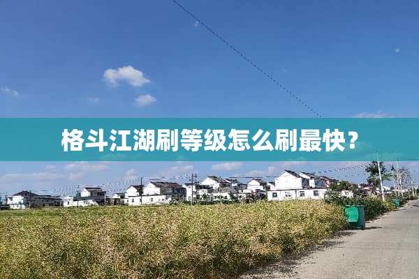 格斗江湖刷等级怎么刷最快？