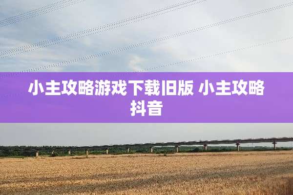 小主攻略游戏下载旧版 小主攻略抖音