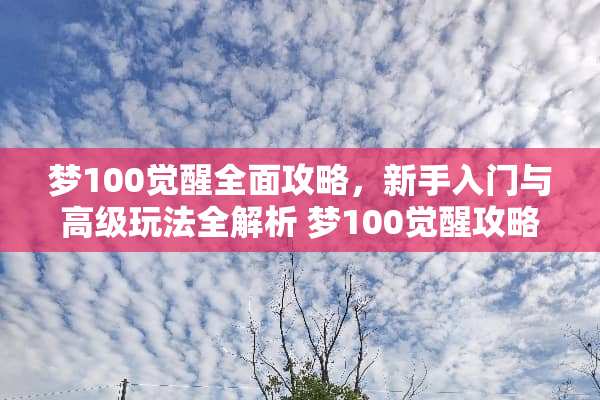 梦100觉醒全面攻略，新手入门与高级玩法全解析 梦100觉醒攻略