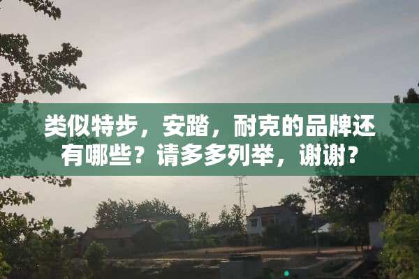 类似特步，安踏，耐克的品牌还有哪些？请多多列举，谢谢？