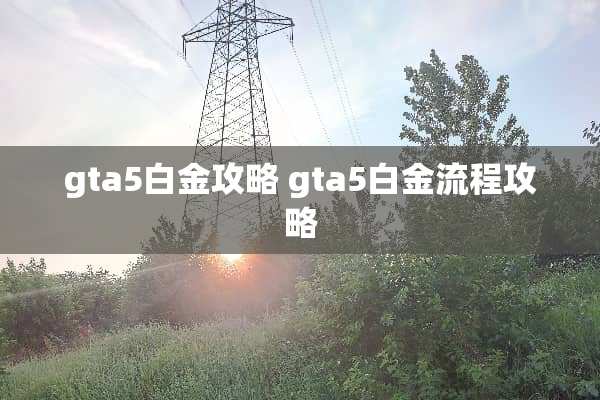 gta5白金攻略 gta5白金流程攻略