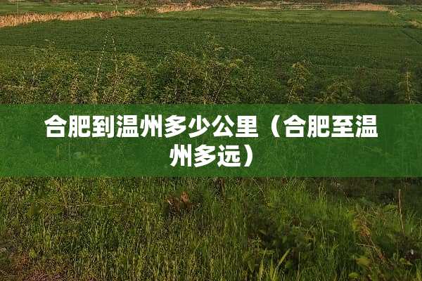 合肥到温州多少公里（合肥至温州多远）