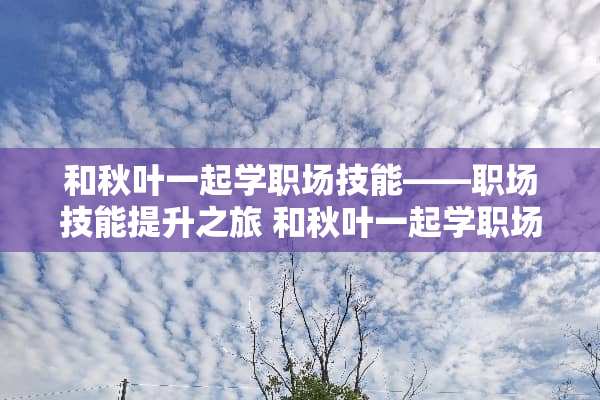 和秋叶一起学职场技能——职场技能提升之旅 和秋叶一起学职场技能