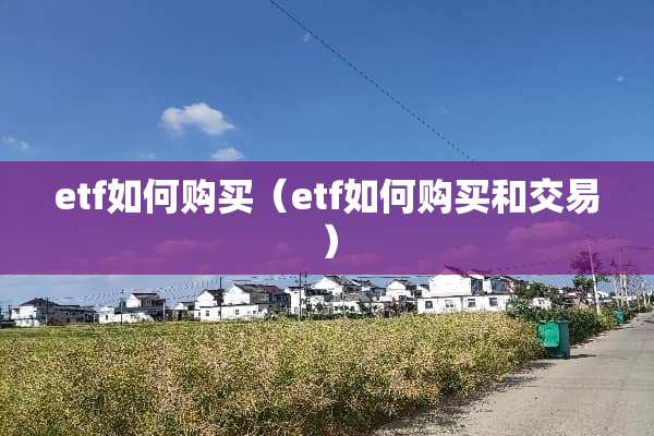 etf如何购买（etf如何购买和交易）