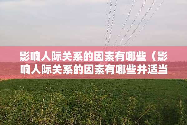 影响人际关系的因素有哪些（影响人际关系的因素有哪些并适当进行分析）
