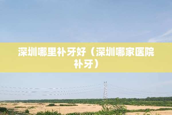 深圳哪里补牙好（深圳哪家医院补牙）