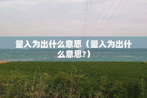 量入为出什么意思（量入为出什么意思?）