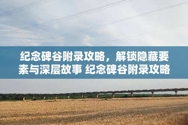 纪念碑谷附录攻略，解锁隐藏要素与深层故事 纪念碑谷附录攻略