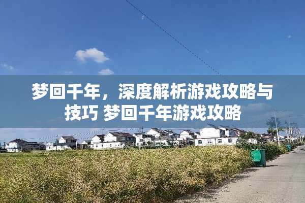 梦回千年，深度解析游戏攻略与技巧 梦回千年游戏攻略