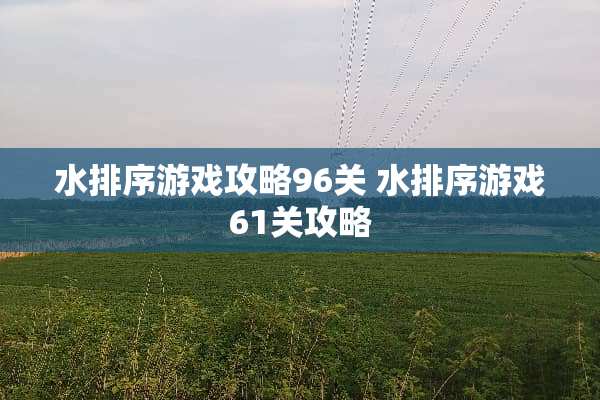 水排序游戏攻略96关 水排序游戏61关攻略