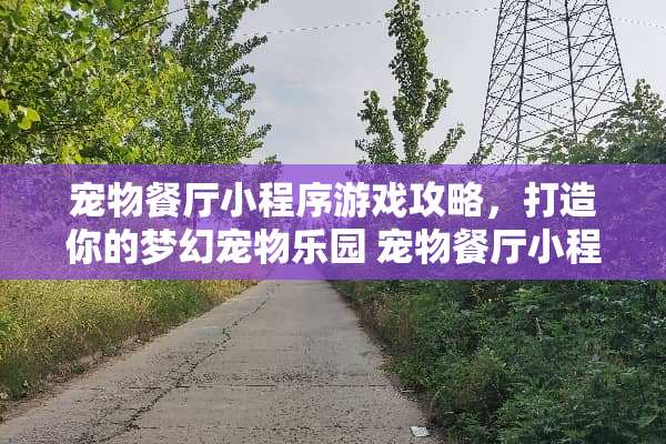 宠物餐厅小程序游戏攻略，打造你的梦幻宠物乐园 宠物餐厅小程序游戏攻略