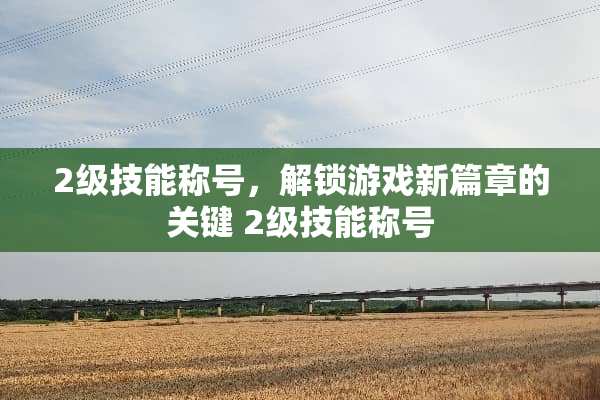2级技能称号，解锁游戏新篇章的关键 2级技能称号