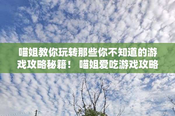 喵姐教你玩转那些你不知道的游戏攻略秘籍！ 喵姐爱吃游戏攻略