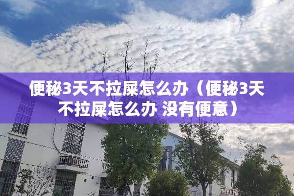 便秘3天不拉屎怎么办（便秘3天不拉屎怎么办 没有便意）