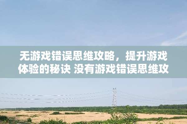 无游戏错误思维攻略，提升游戏体验的秘诀 没有游戏错误思维攻略