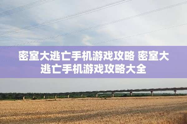 密室大逃亡手机游戏攻略 密室大逃亡手机游戏攻略大全
