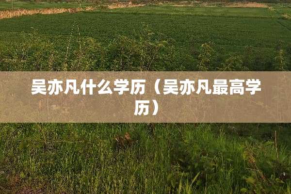 吴**什么学历（吴**最高学历）