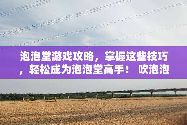 泡泡堂游戏攻略，掌握这些技巧，轻松成为泡泡堂高手！ 吹泡泡的游戏玩法