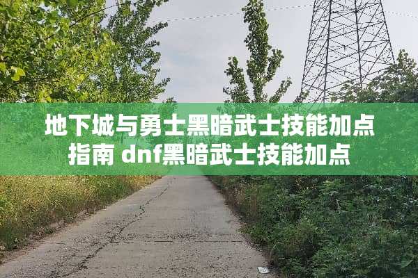 **城与勇士黑暗武士技能加点指南 dnf黑暗武士技能加点