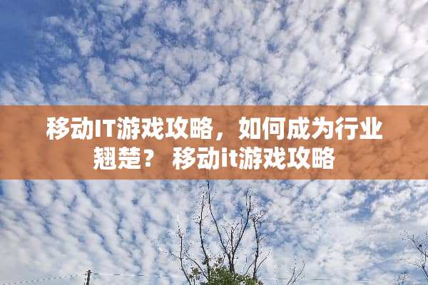 移动IT游戏攻略，如何成为行业翘楚？ 移动it游戏攻略