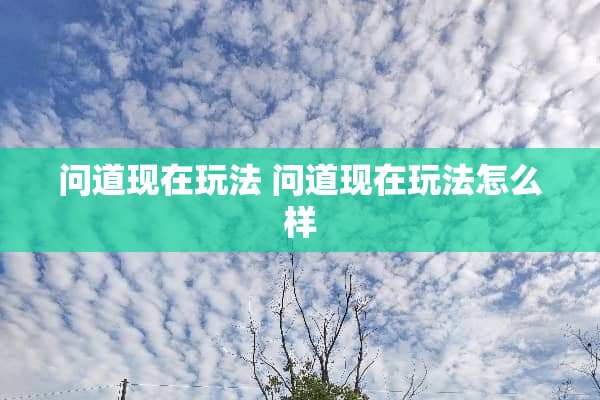 问道现在玩法 问道现在玩法怎么样